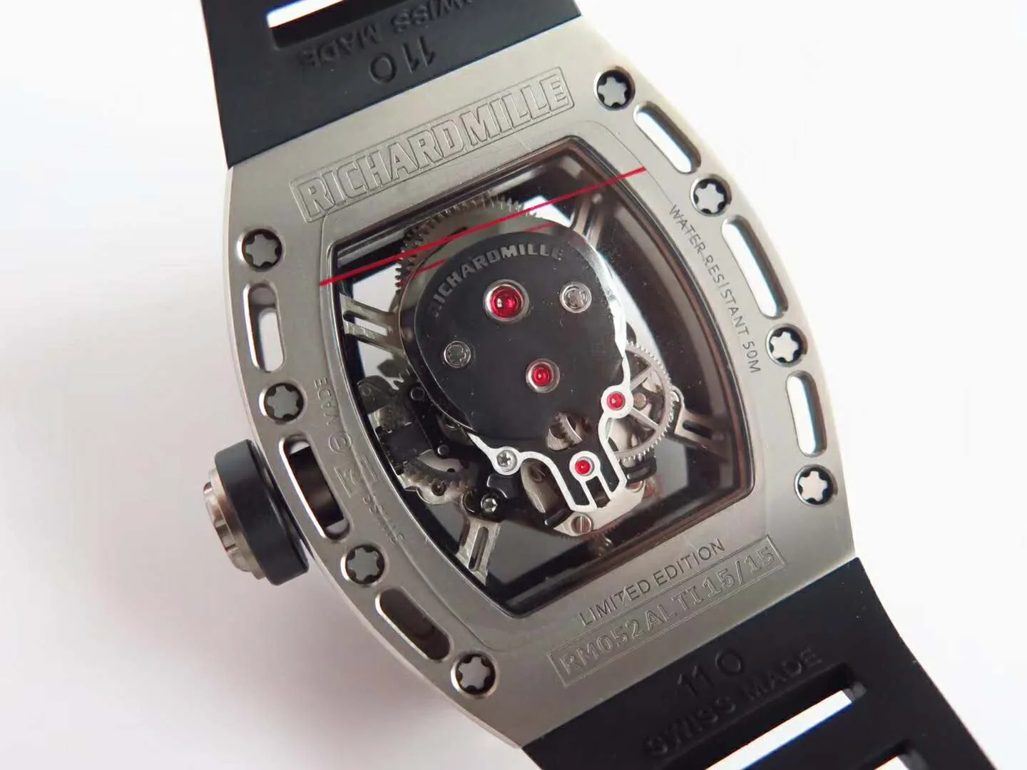 RM 052-01 Tourbillon Skull in Titanium on Black Rubber Strap - Image 3
