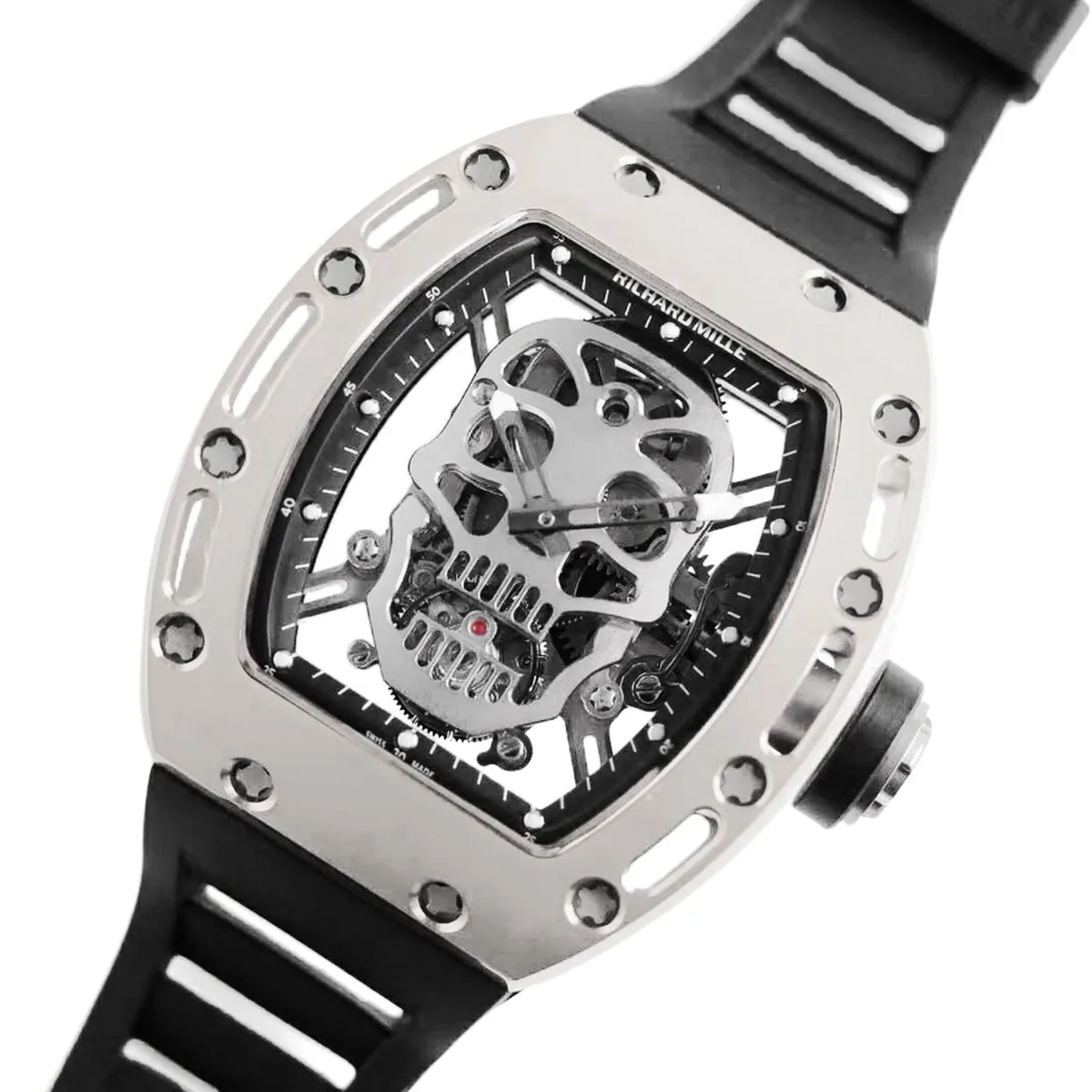 RM 052-01 Tourbillon Skull in Titanium on Black Rubber Strap - Image 2