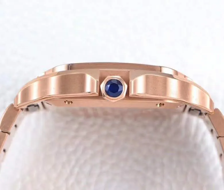 Santos de Cartier quadrante bianco con lunetta con diamanti in oro rosa - immagine 9