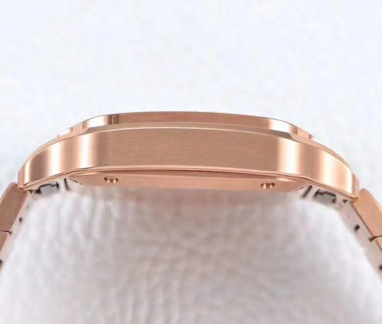 Santos de Cartier quadrante bianco con lunetta con diamanti in oro rosa - immagine 8