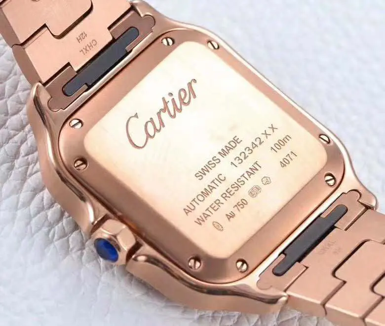 Santos de Cartier quadrante bianco con lunetta con diamanti in oro rosa - immagine 5