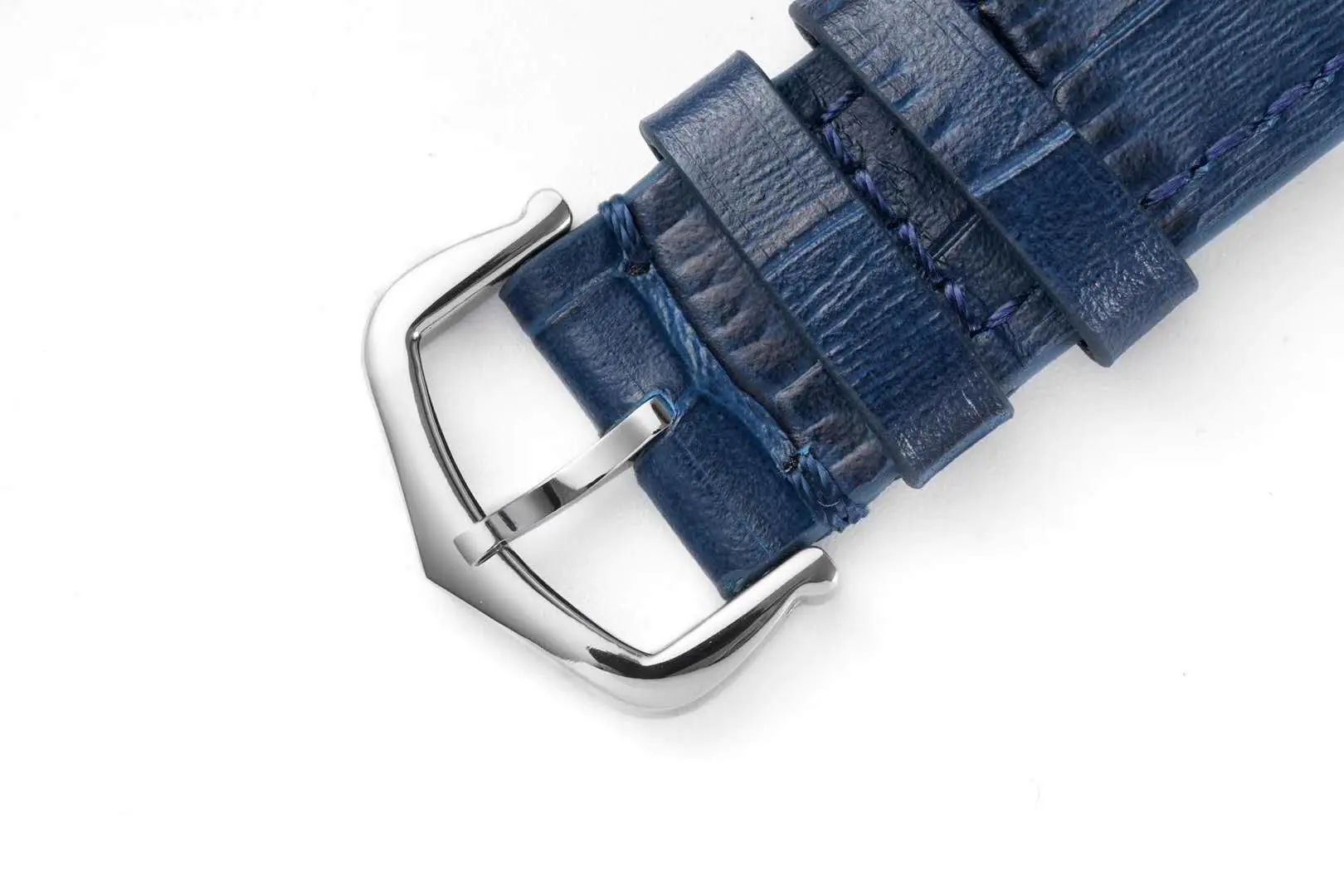 Santos-Dumont cadran blanc en acier sur bracelet en cuir bleu – Image 9
