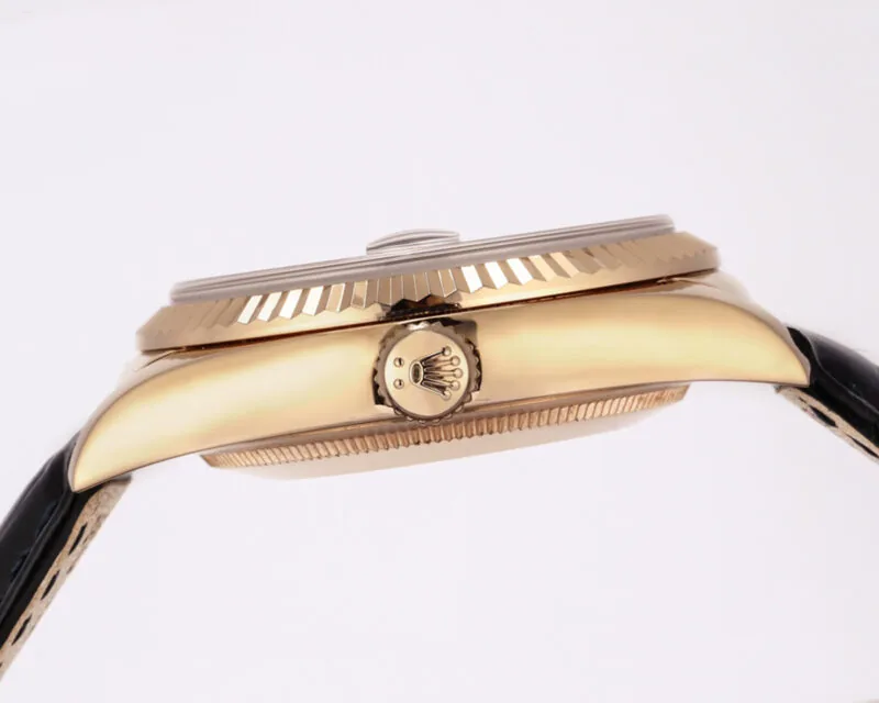 Day-Date 40 Black Dial in Rose Gold on Leather Strap - Image 5