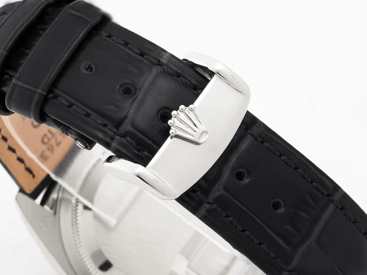 Day-Date 40 Silver Dial in White Gold on Leather Strap - Image 9