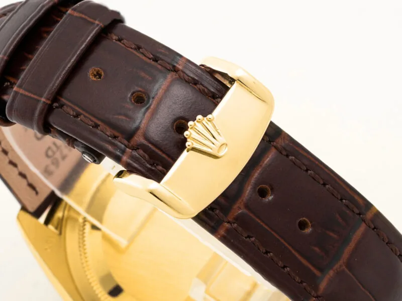 Day-Date 40 Black Dial in Yellow Gold on Leather Strap - Image 4