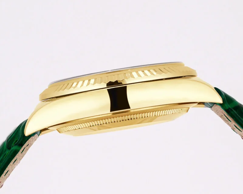 Day-Date 40 Green Dial in Yellow Gold on Leather Strap - Image 8