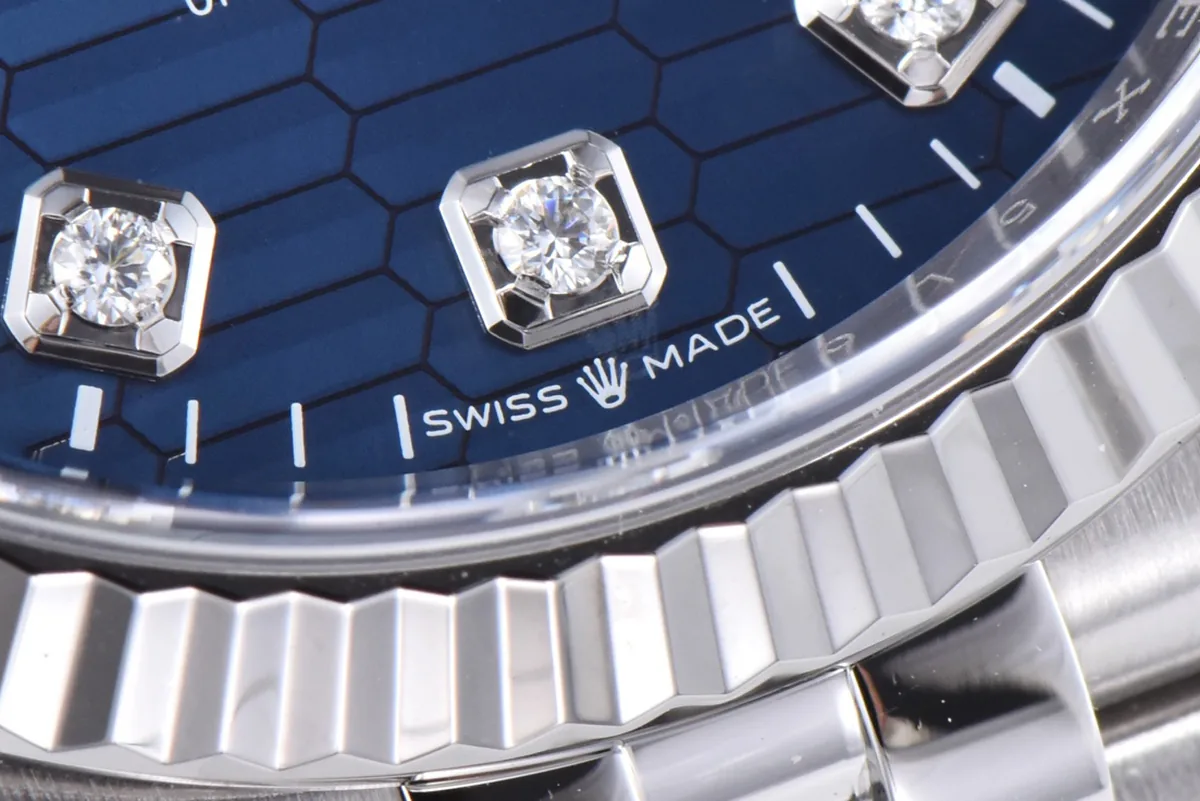 Datejust 36 126234 esfera azul con motivo e índices de diamantes en acero con brazalete Jubilee - Imagen 5