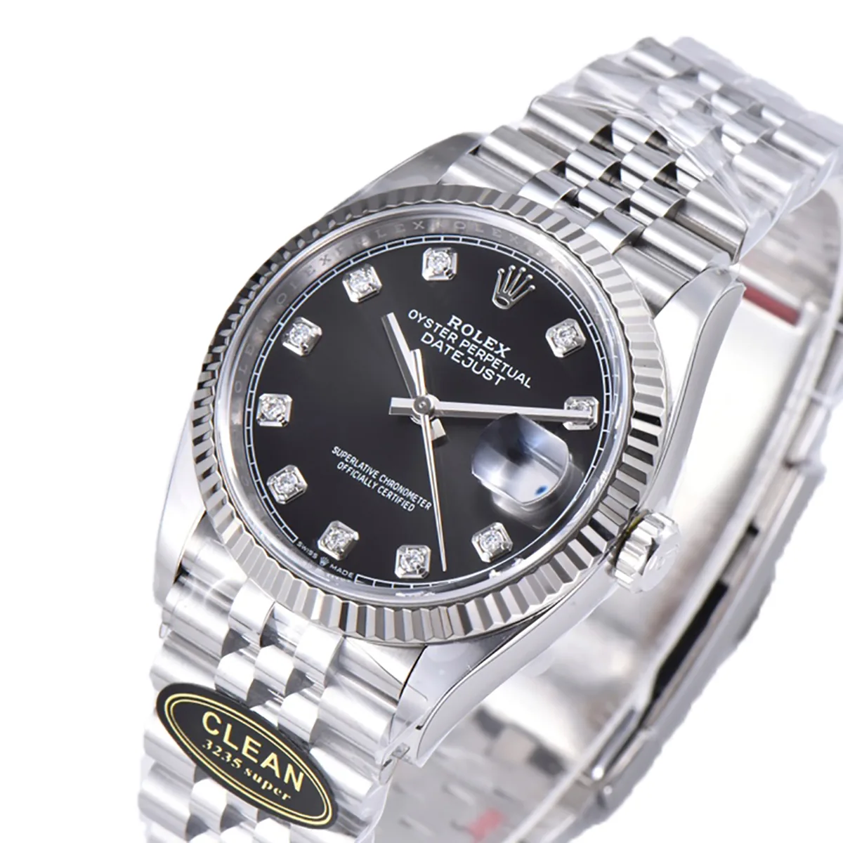 Datejust 36 126234 cadran noir brillant index diamants en acier sur bracelet Jubilee – Image 2