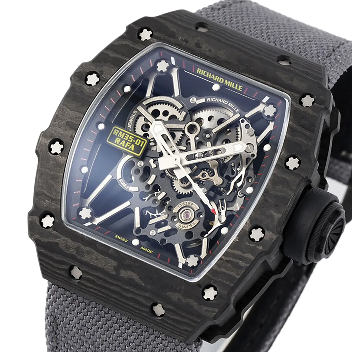 RM 035-01 Rafael Nadal NTPT Carbon on Grey Nylon Strap (Sonic) - Image 3