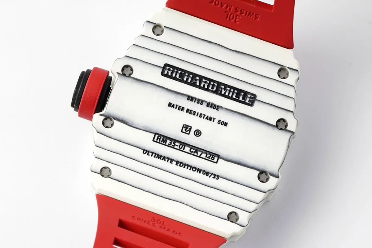RM 035-01 Rafael Nadal White NTPT on Red Rubber Strap (Sonic) - Image 8