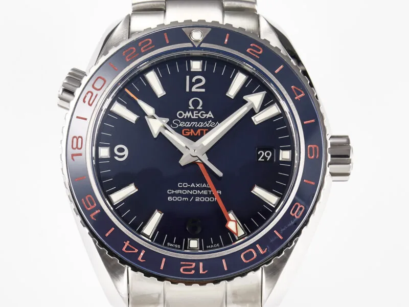Planet Ocean 600M Co-Axial GMT 43.5mm VSF 1:1 Best Edition blaues Zifferblatt blaue Keramiklünette am SS-Armband A8605 Super Clone – Bild 4