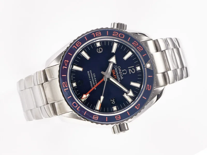 Planet Ocean 600M Co-Axial GMT 43.5mm VSF 1:1 Best Edition blaues Zifferblatt blaue Keramiklünette am SS-Armband A8605 Super Clone – Bild 2