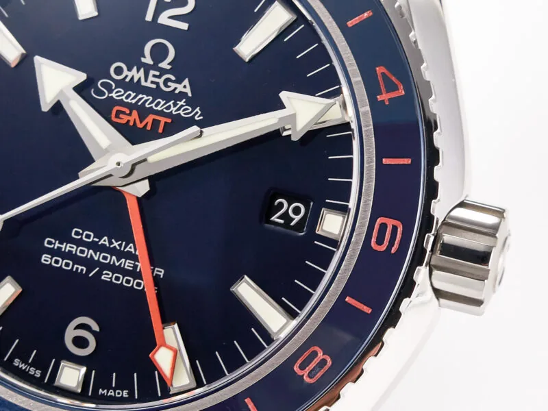Planet Ocean 600M Co-Axial GMT 43.5mm VSF 1:1 Best Edition blaues Zifferblatt blaue Keramiklünette am SS-Armband A8605 Super Clone – Bild 10