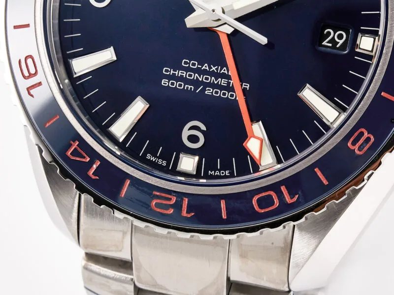 Planet Ocean 600M Co-Axial GMT 43.5mm VSF 1:1 Best Edition blaues Zifferblatt blaue Keramiklünette am SS-Armband A8605 Super Clone – Bild 9