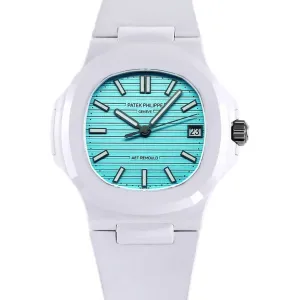 AET Nautilus 5711 Roselend Blue Dial White Ceramic