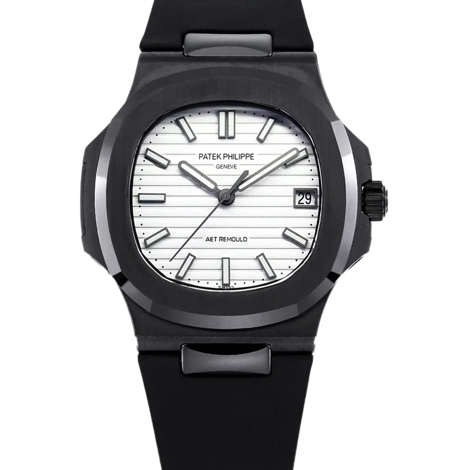 AET Nautilus 5711 White Dial Black Ceramic