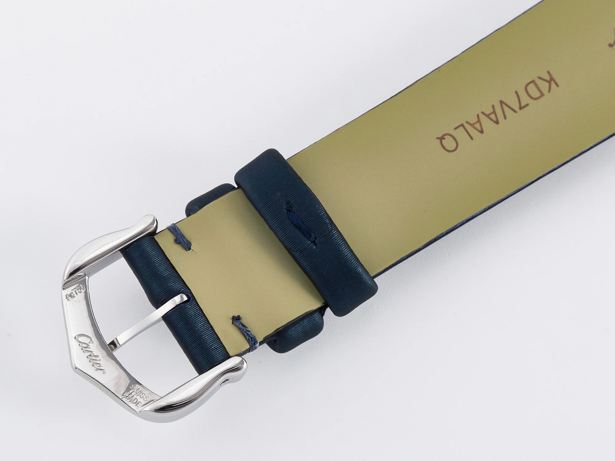 Ballon Blanc De Cartier 30mm SS DRF 1:1 Best Edition Silvered Texture Dial Diamonds Bezel on Blue Calfskin Strap Ronda Quartz