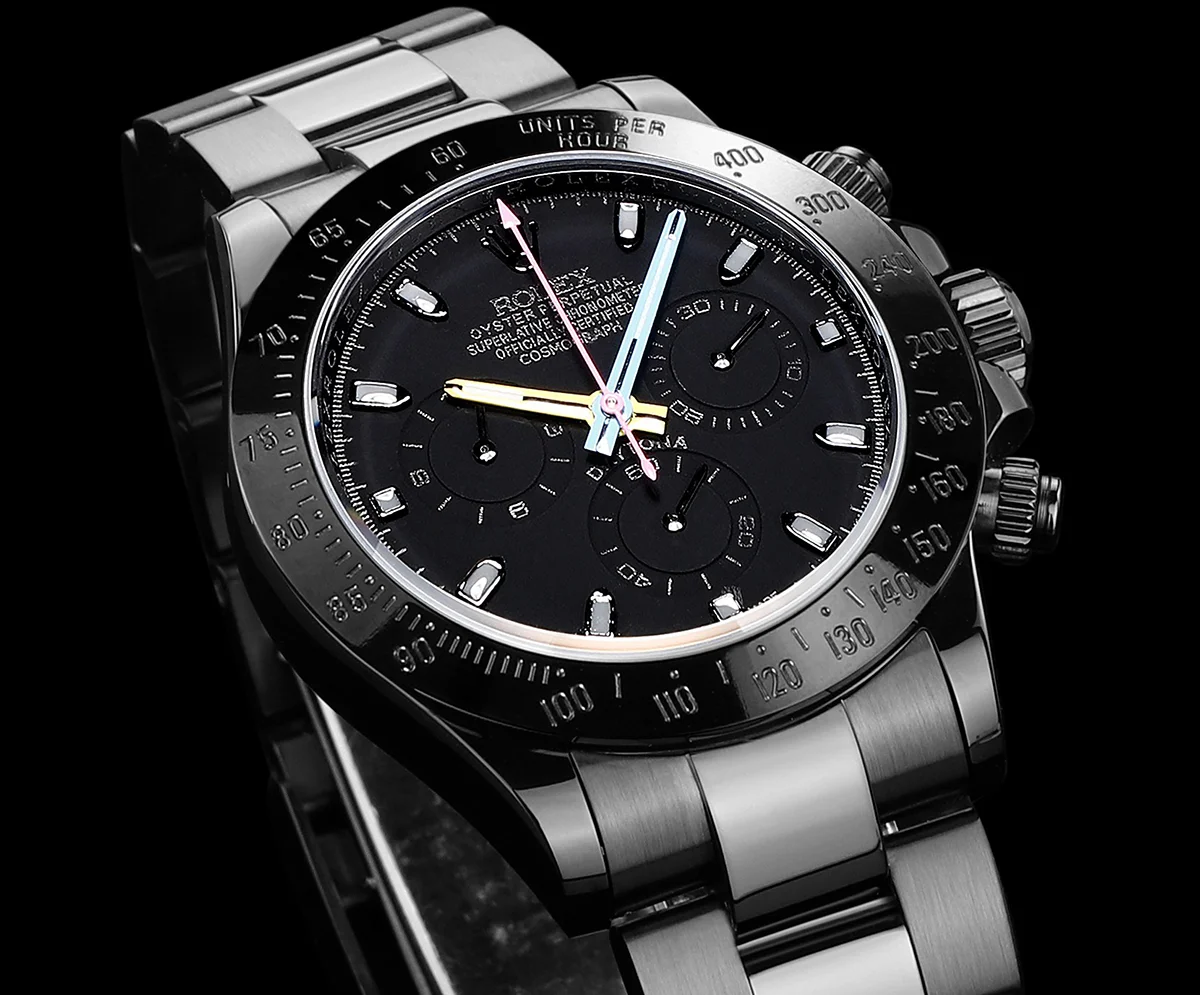 Blaken Daytona Black Dial with Colourful Hands