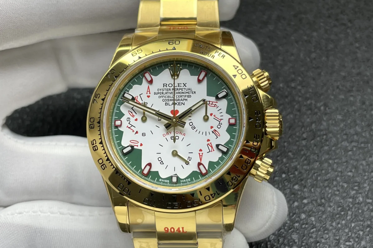 Blaken Daytona “Cards” White/Green Dial in Yellow Gold