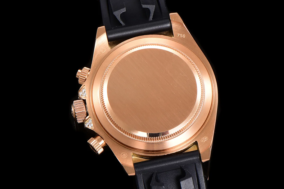 Blaken Daytona Pink Dial with Rainbow Diamond Bezel in Rose Gold on Rubber Strap
