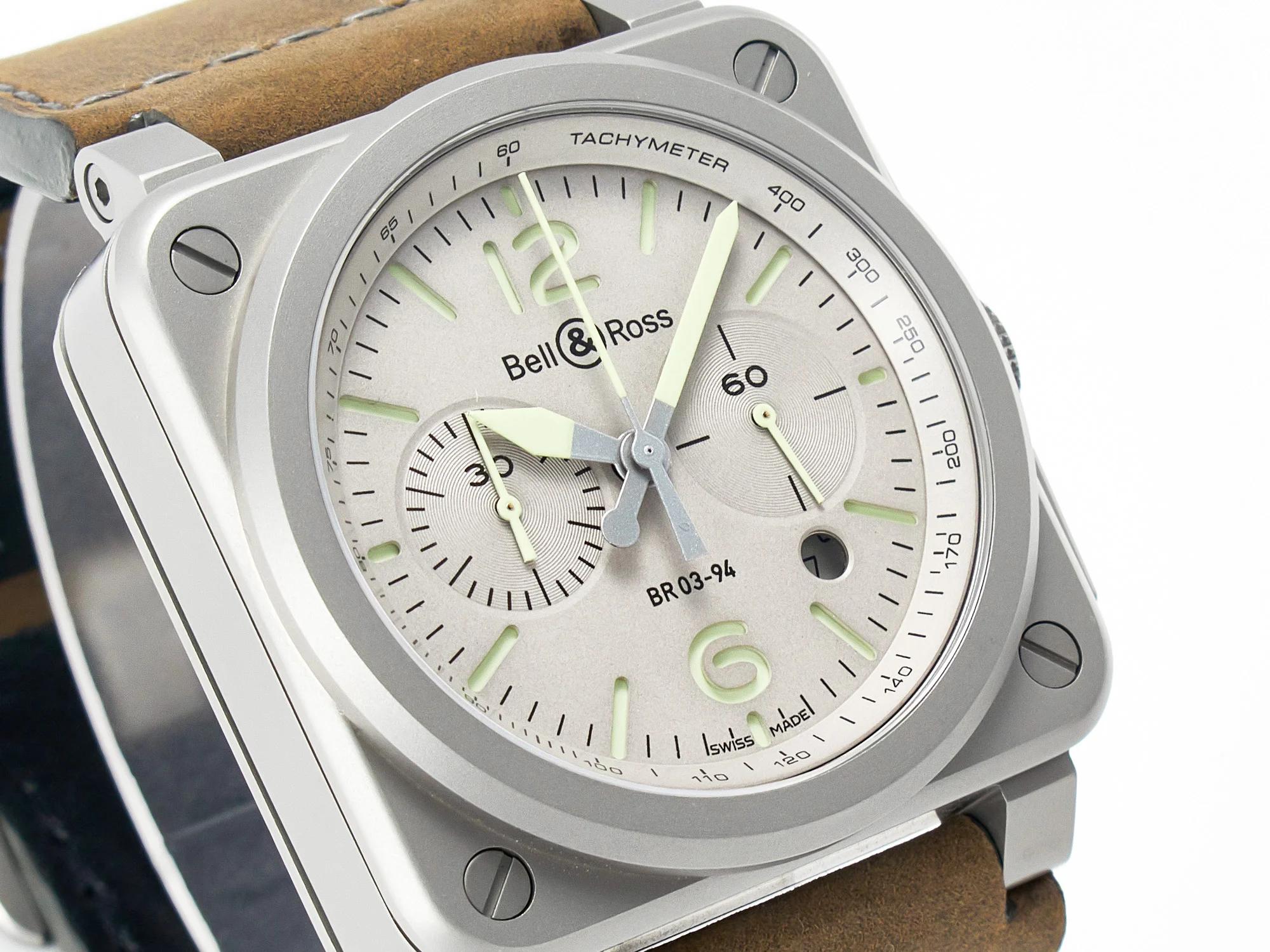 BR 03-94 Horolum Chronograph 1:1 Best Edition Brown Dial on Leather Strap Asia 7750