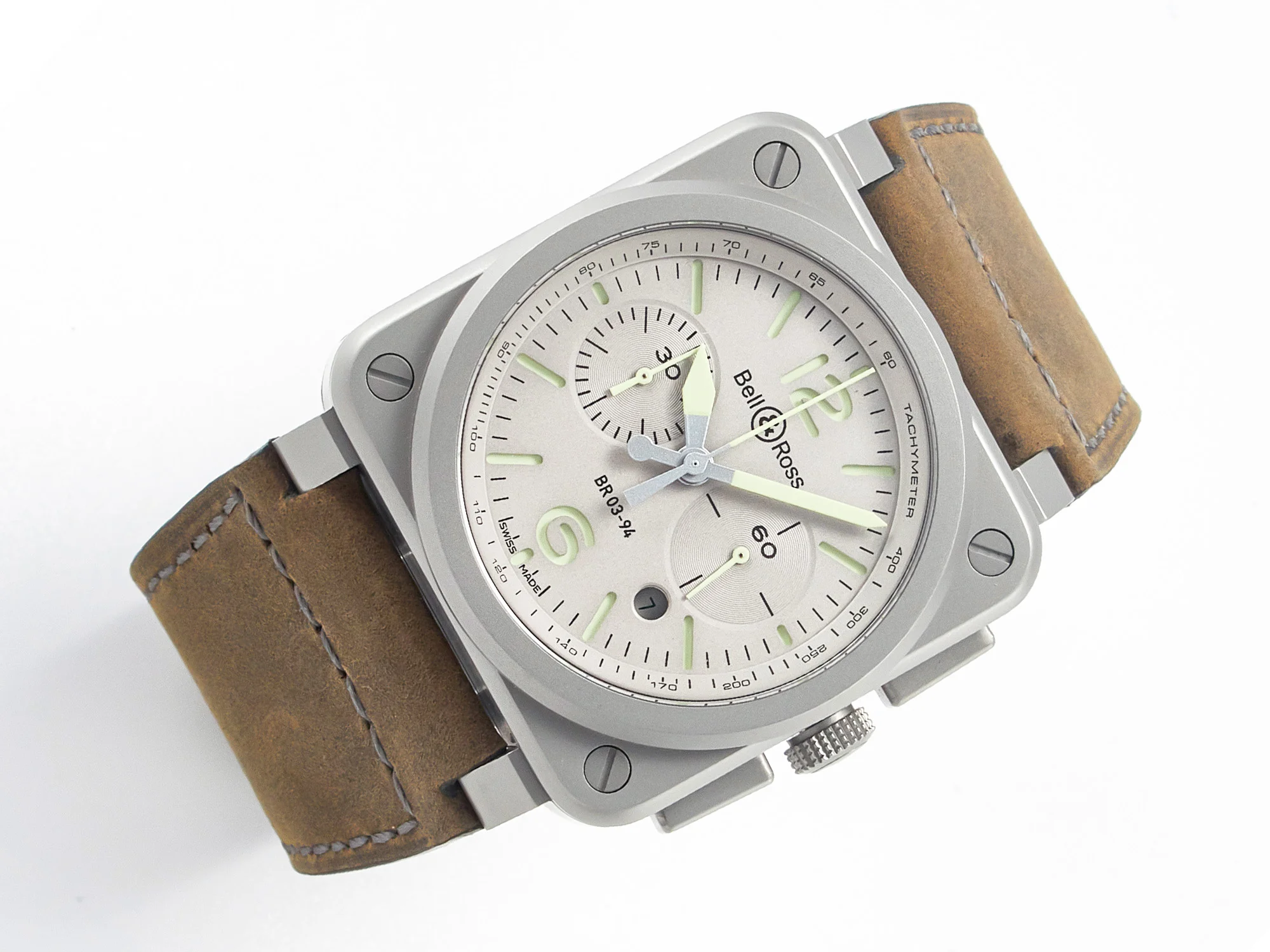 BR 03-94 Horolum Chronograph 1:1 Best Edition Brown Dial on Leather Strap Asia 7750