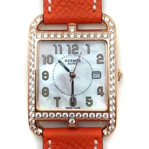 Cape Cod GM Quartz Rose Gold with Diamond Bezel on Orange Epsom Leather Strap