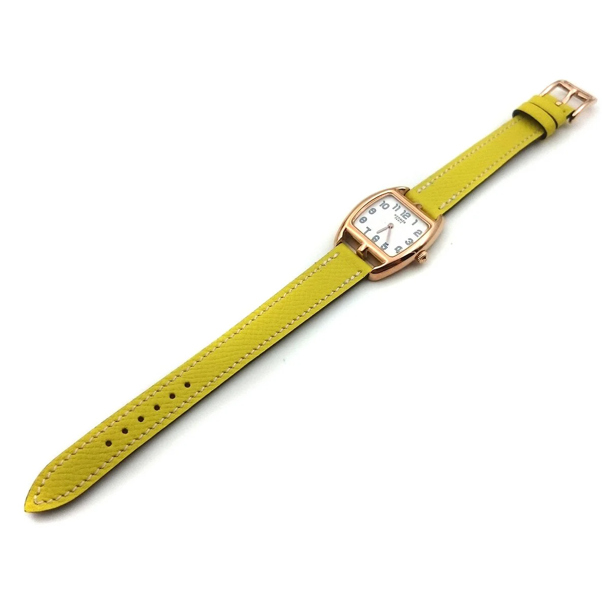 Cape Cod Tonneau Rose Gold on Yellow Epsom Leather Strap