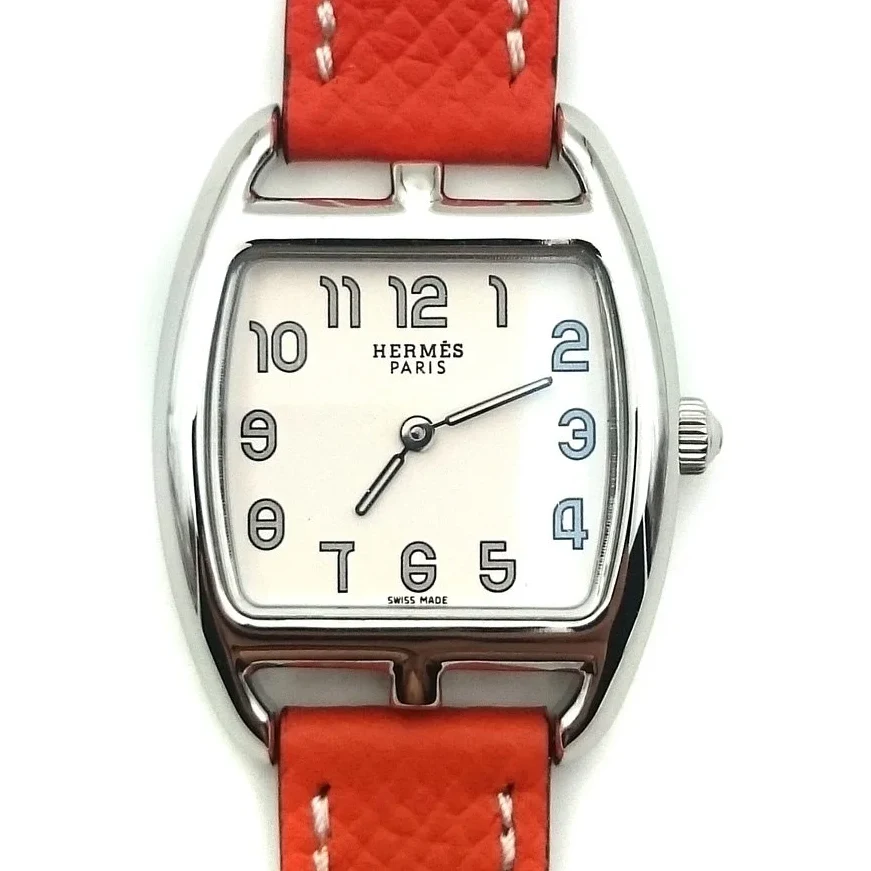 Cape Cod Tonneau Steel on Orange Epsom Leather Strap