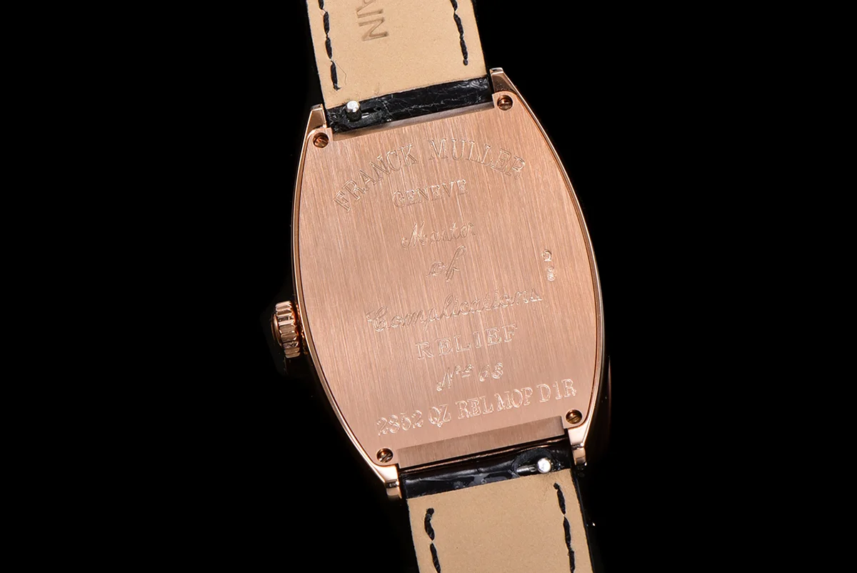 Cintree Curve MOP Dial in Rose Gold on Black Leather Strap