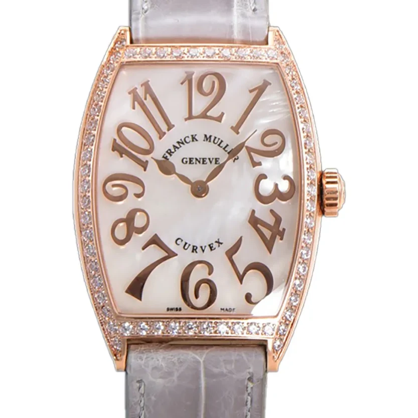 Cintree Curve MOP Dial in Rose Gold on Grey Leather Strap