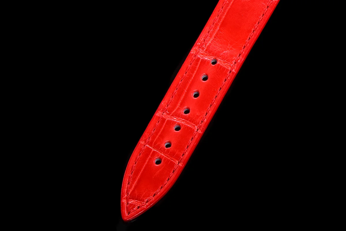 Cintree Curve MOP Dial in Rose Gold on Red Leather Strap