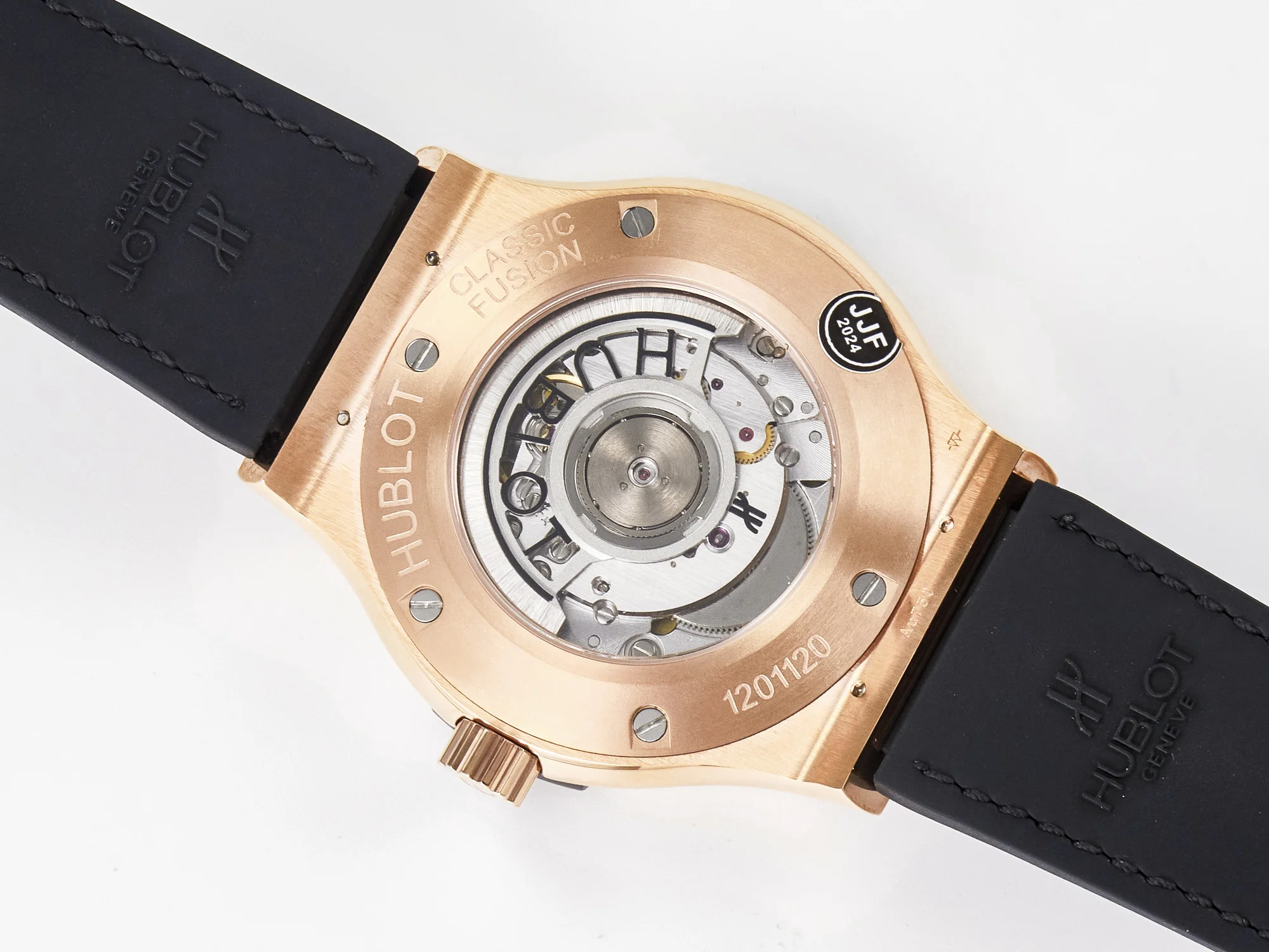 Classic Fusion 42mm RG JJF 1:1 Best Edition Gray Dial on Black Gummy Leather Strap