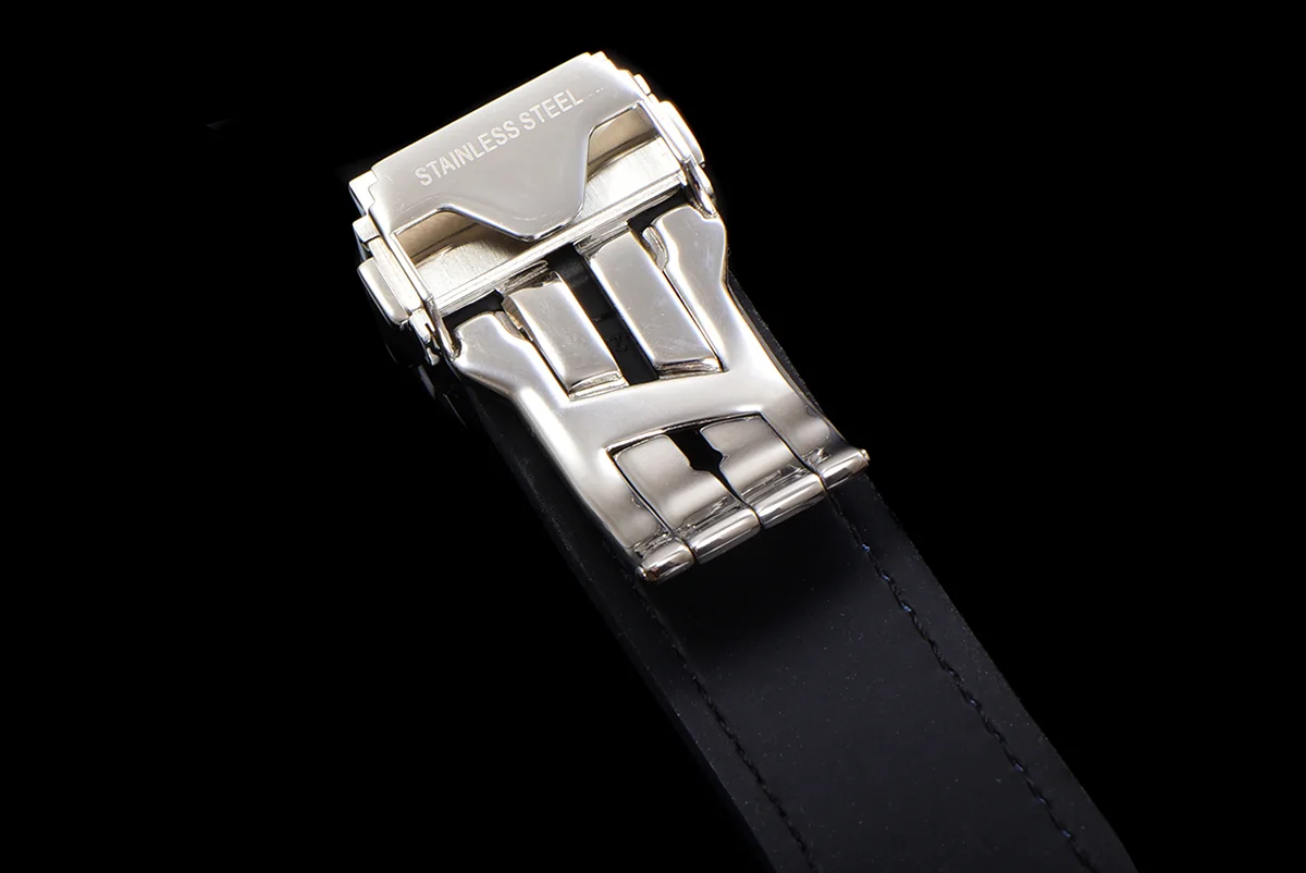Classic Fusion Automatic 42mm Diamond Paved Dial in Steel on Black Leather Strap