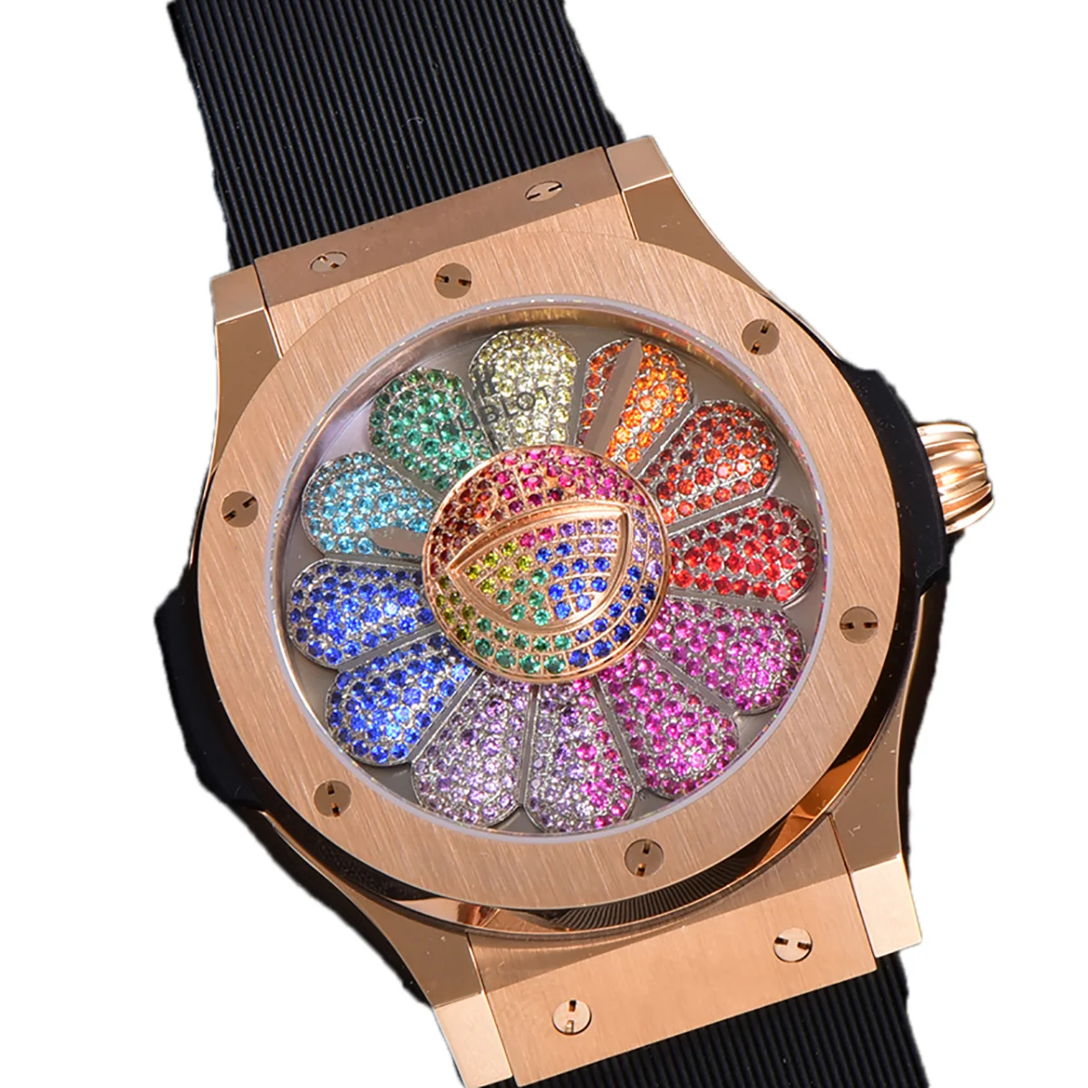 Classic Fusion Takashi Murakami 45mm Sunflower Dial in Rose Gold on Rubber Strap