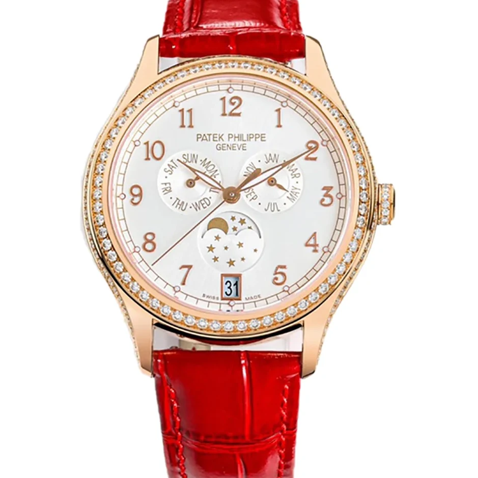 Complications 4948G Annual Calendar Moonphase White Dial in White Pink on Leather Strap