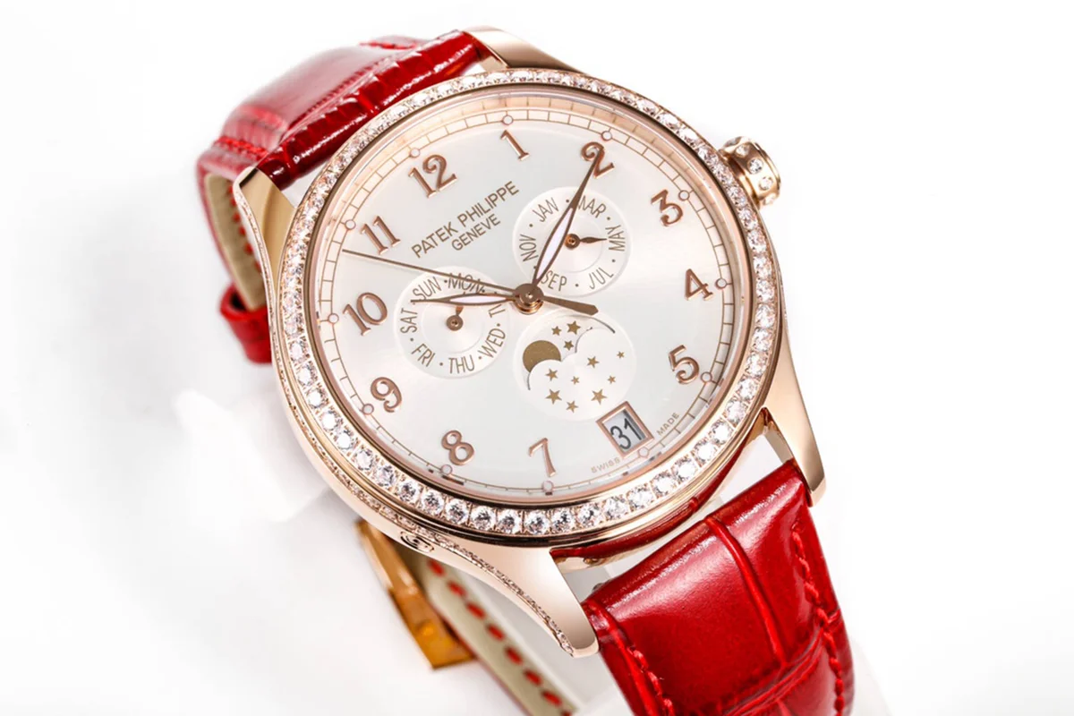 Complications 4948G Annual Calendar Moonphase White Dial in White Pink on Leather Strap