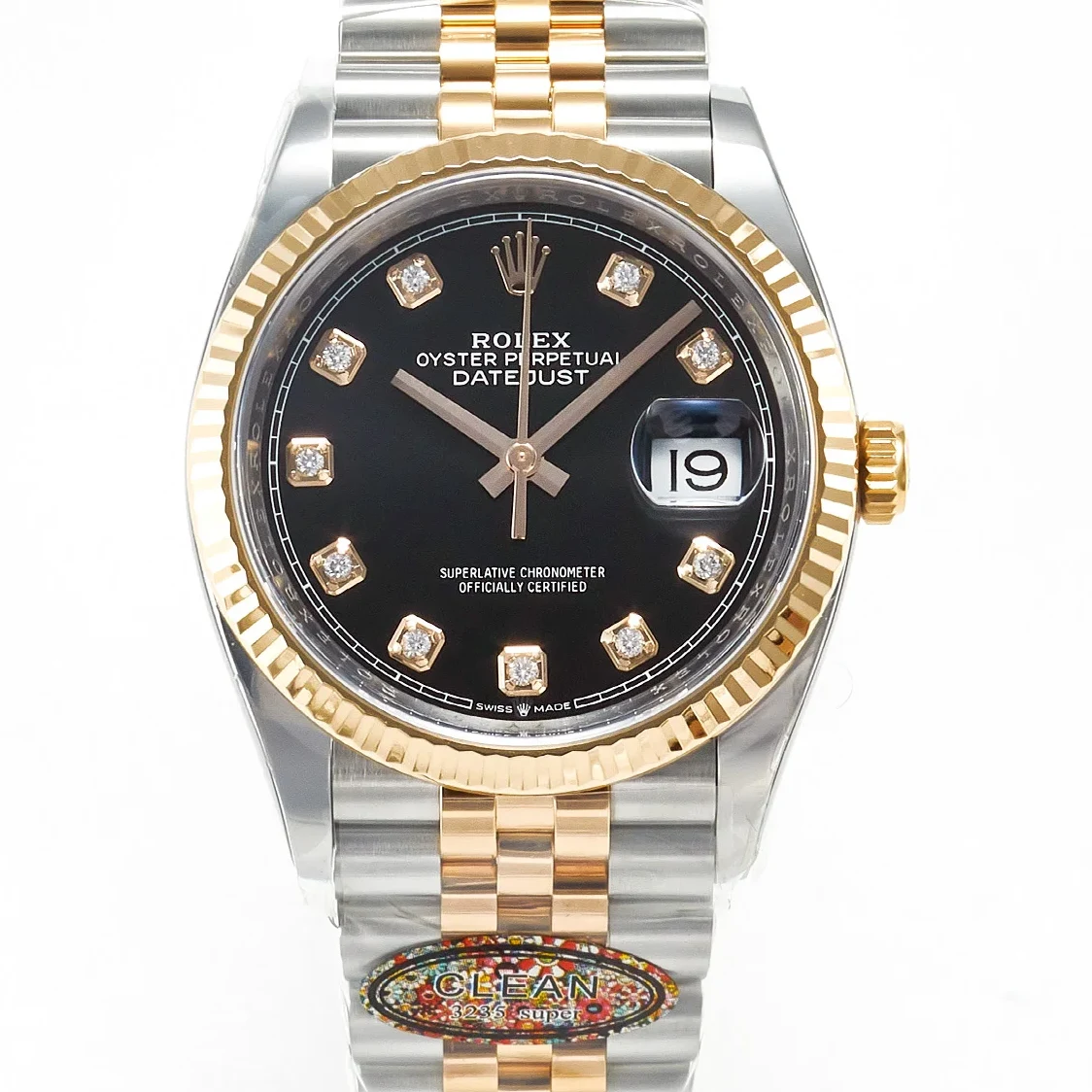 DateJust 36 126231 Clean 1:1 Best Edition 904L Steel Black Diamonds Dial on SS/RG Jubilee Bracelet VR3235