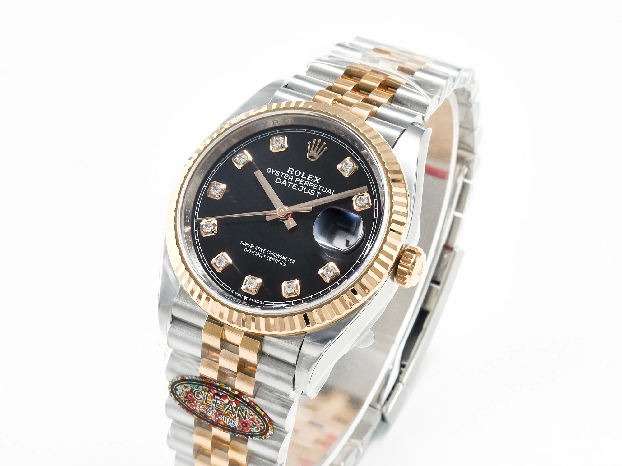 DateJust 36 126231 Clean 1:1 Best Edition 904L Steel Black Diamonds Dial on SS/RG Jubilee Bracelet VR3235