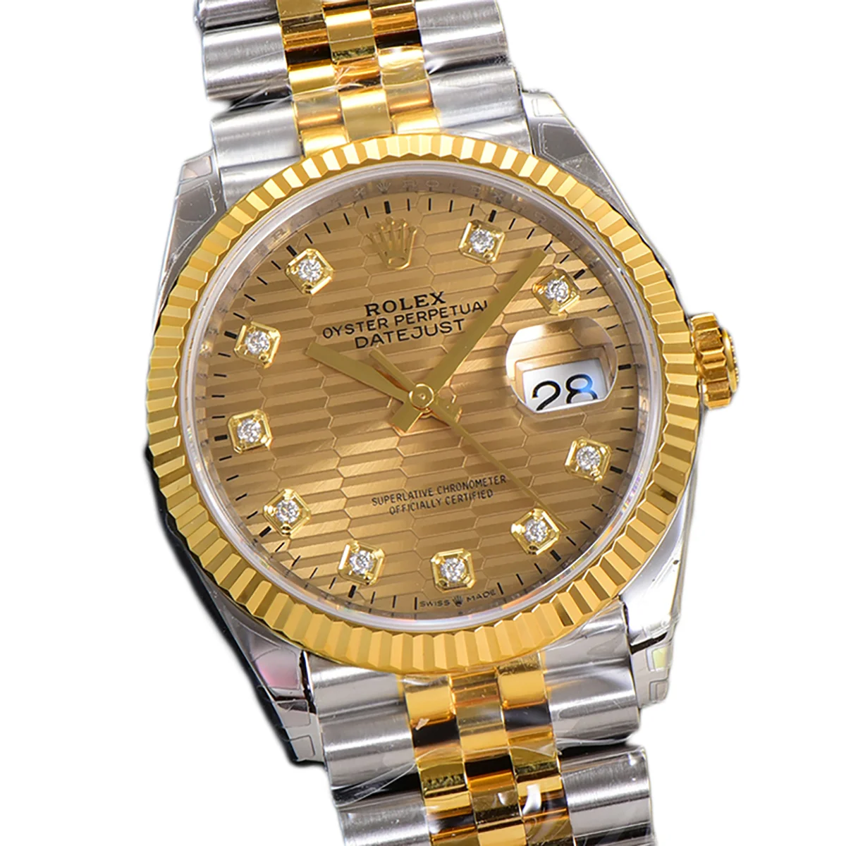 Datejust 36 126233 Golden Motif Dial with Stick Marker in Steel/Yellow Gold in Jubilee