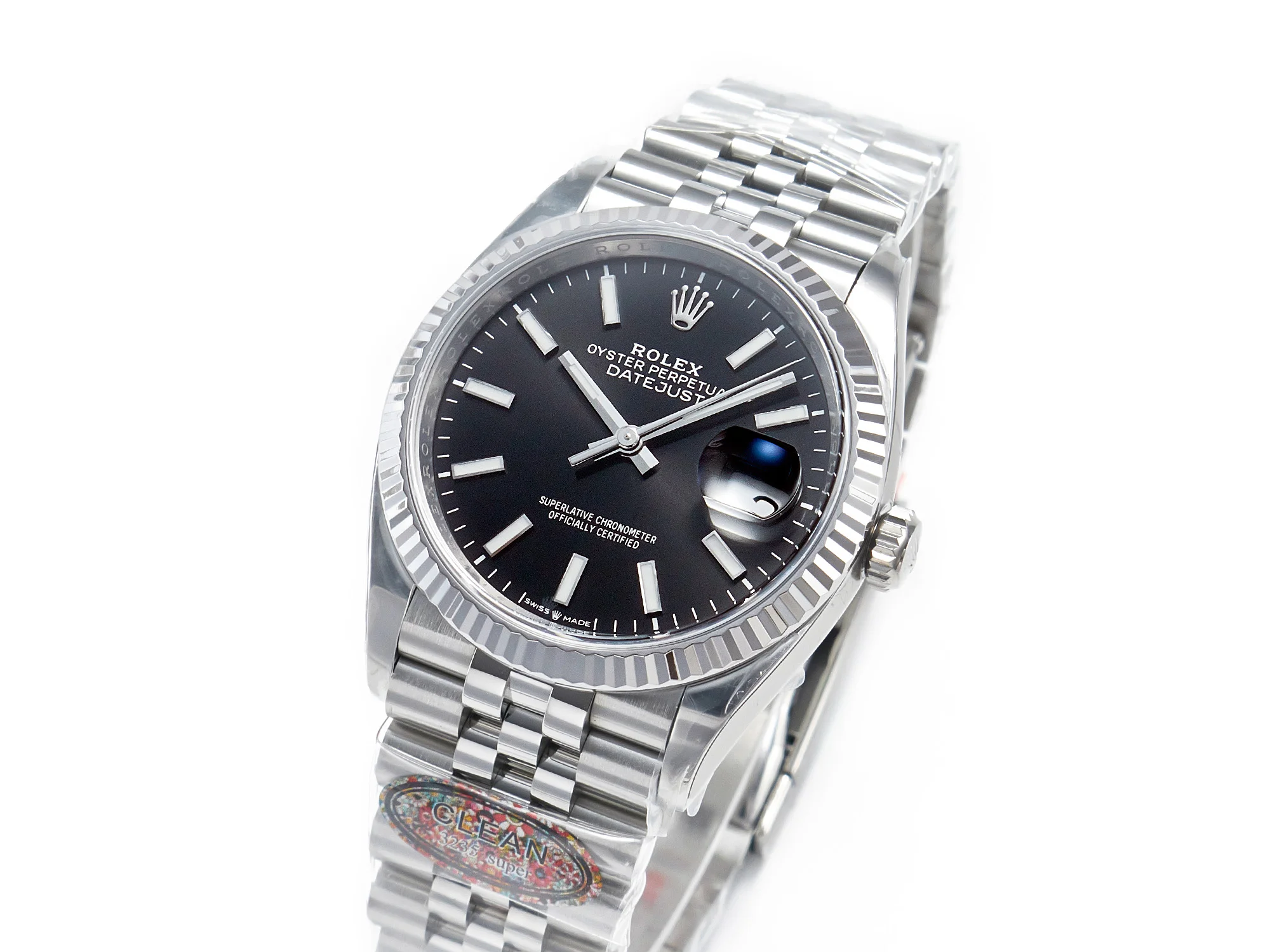 DateJust 36 126234 904L SS Clean 1:1 Best Edition Fluted Bezel Black Dial on Jubilee Bracelet VR3235