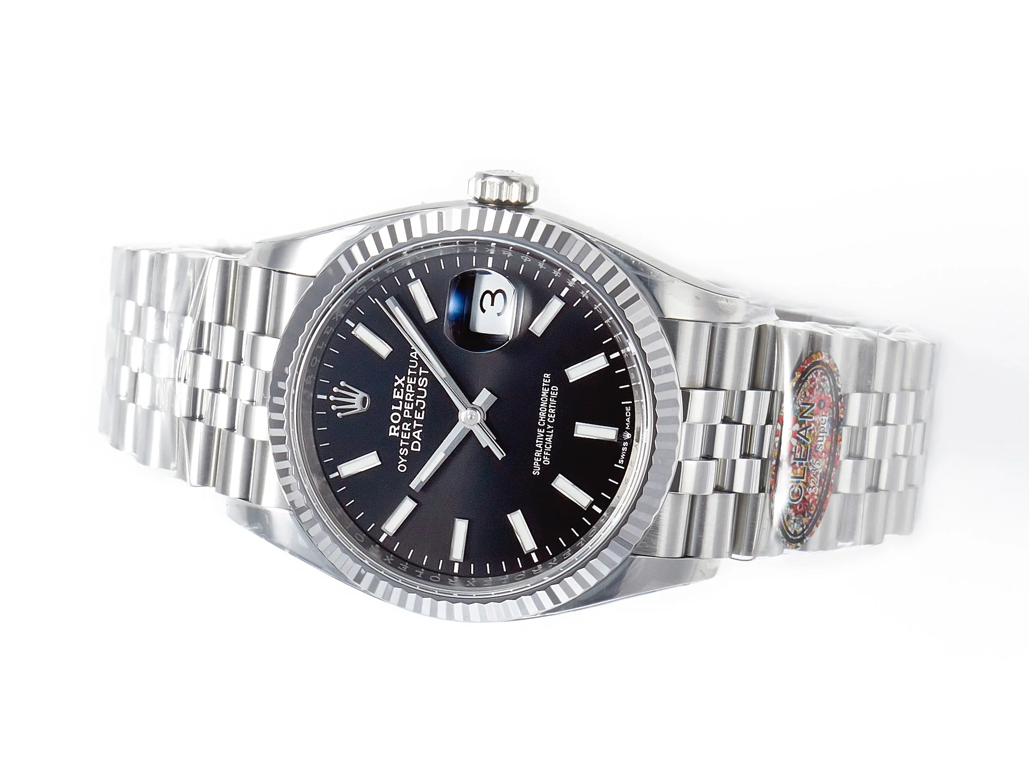 DateJust 36 126234 904L SS Clean 1:1 Best Edition Fluted Bezel Black Dial on Jubilee Bracelet VR3235