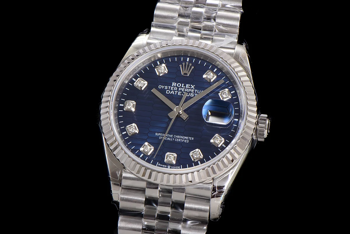 Datejust 36 126234 Blue Motif Dial with Diamond Marker in Steel in Jubilee