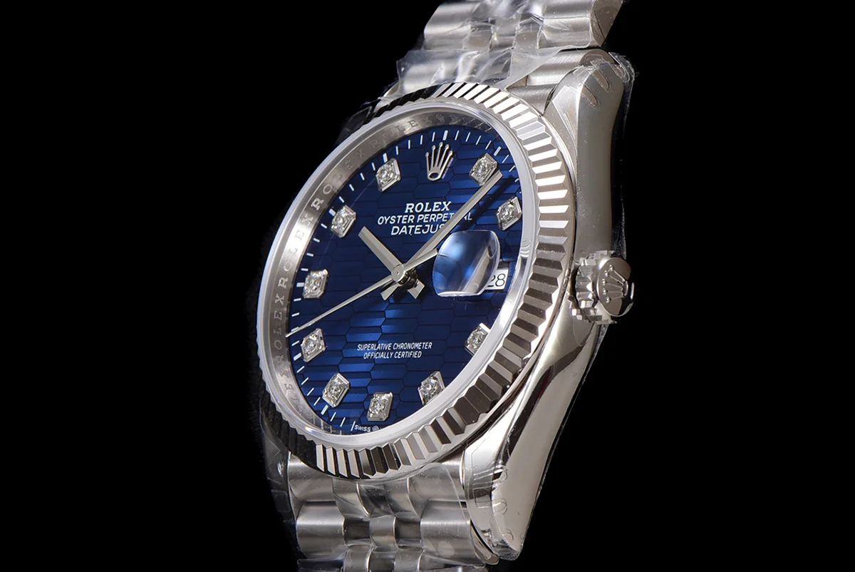 Datejust 36 126234 Blue Motif Dial with Diamond Marker in Steel in Jubilee