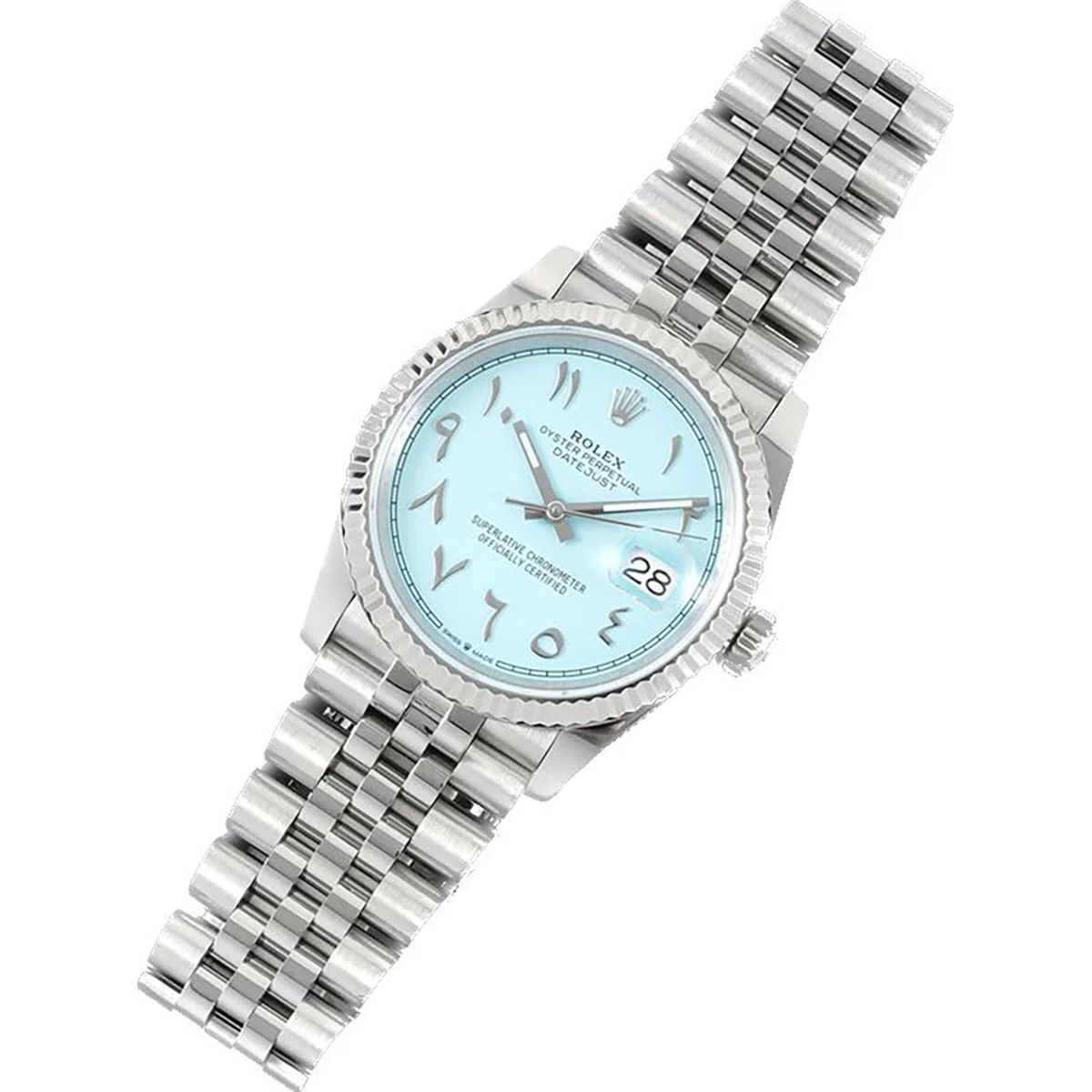 Datejust 36 126234 Blue Tiffany Dial with Arabic Numerals in Steel