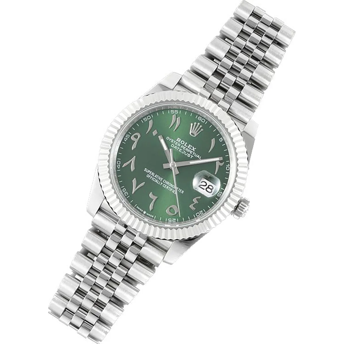 Datejust 41 126300 Green Dial with Arabic Numerals in Steel