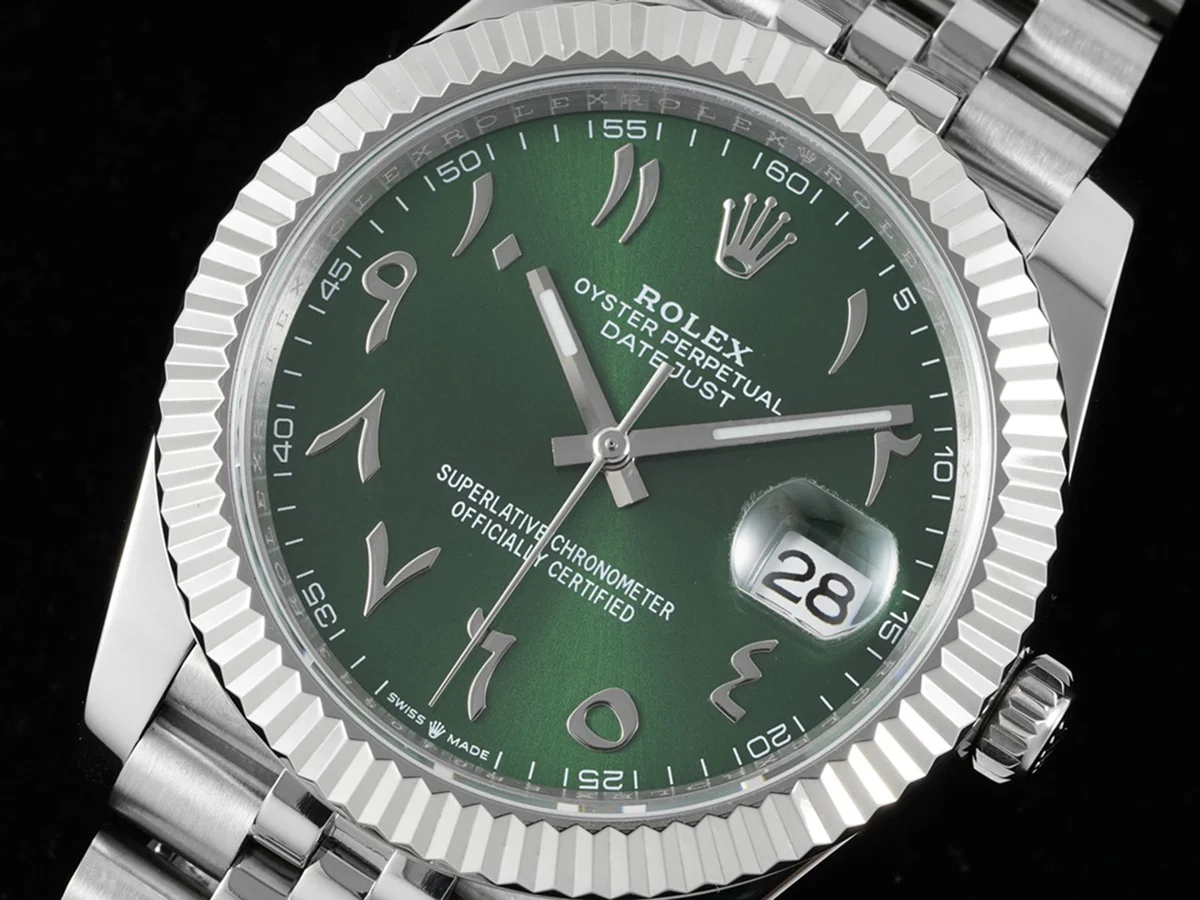 Datejust 41 126300 Green Dial with Arabic Numerals in Steel