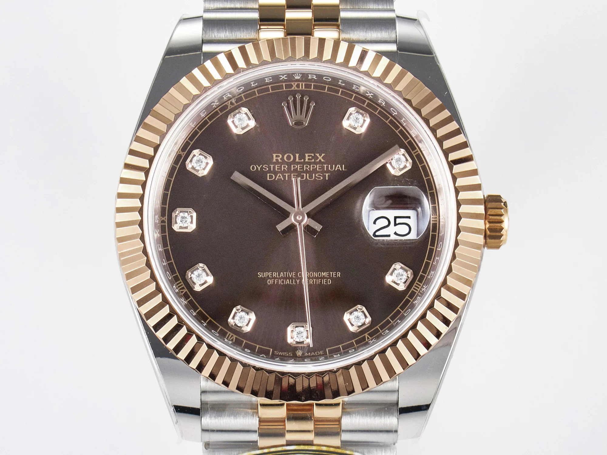DateJust 41 126331 ARF 1:1 Best Edition 904L Steel Brown Diamonds Dial on SS/RG Jubilee Bracelet SH3235(Gain Weight)