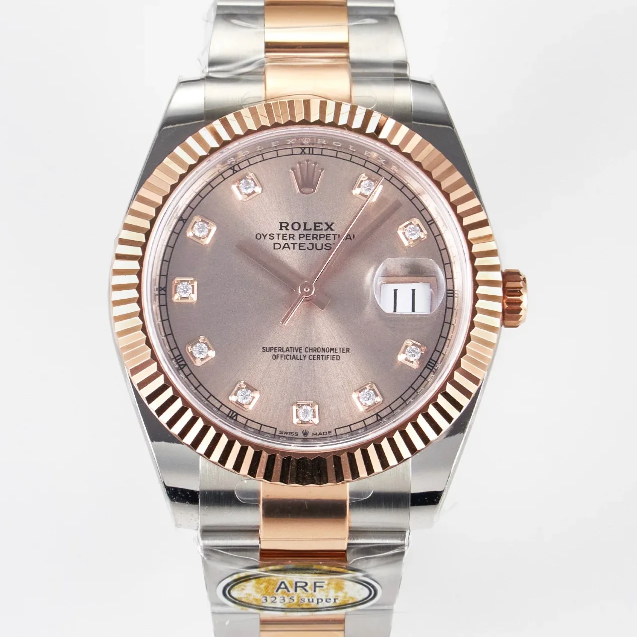 DateJust 41 126331 ARF 1:1 Best Edition 904L Steel RG Diamonds Dial on SS/RG Oyster Bracelet SH3235(Gain Weight)