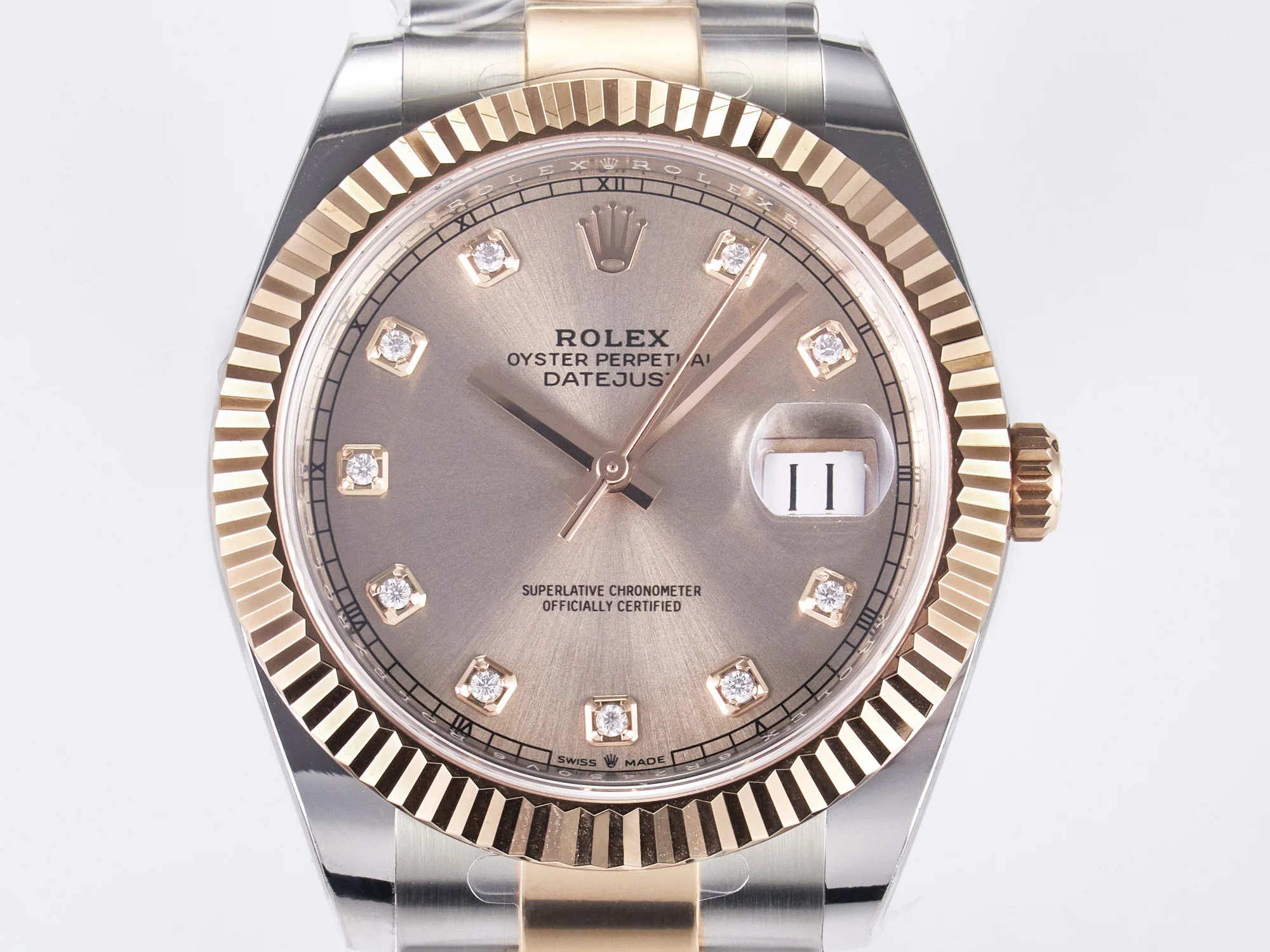 DateJust 41 126331 ARF 1:1 Best Edition 904L Steel RG Diamonds Dial on SS/RG Oyster Bracelet SH3235(Gain Weight)